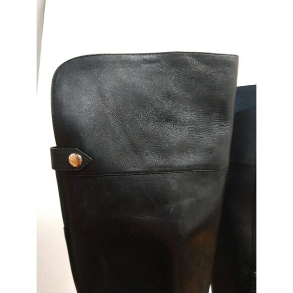 INC International Concepts Karmennl Black Leather Over-Knee-High Boots Size 7 - Picture 2 of 13